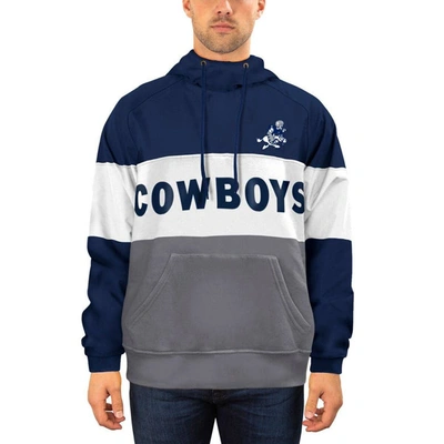 New Era Men's  Navy, White Distressed Dallas Cowboys Big And Tall Retro Joe Pullover Hoodie In Navy,white