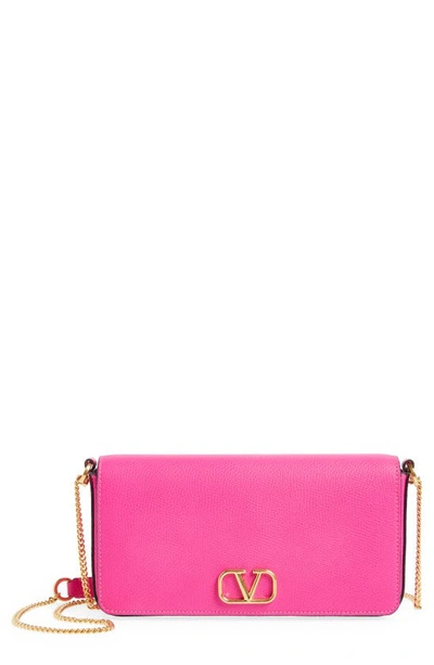 Valentino Garavani Vlogo Leather Crossbody Pouch Bag In Uwt Pink Pp