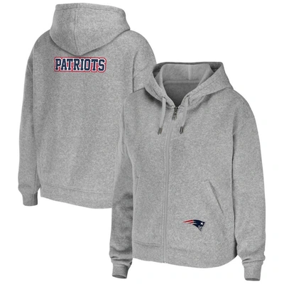 Wear By Erin Andrews Heathered Gray New England Patriots Team Full-zip Hoodie