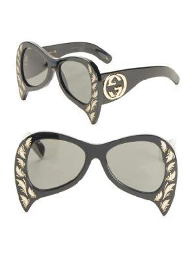 Gucci 55mm Oversized Bat Sunglasses In Black