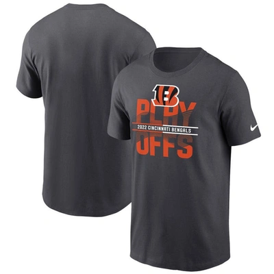 Nike Anthracite Cincinnati Bengals 2022 Nfl Playoffs Iconic T-shirt In Black