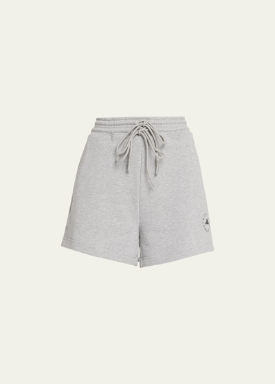 Adidas By Stella Mccartney Drawstring Organic Cotton Shorts In Grey