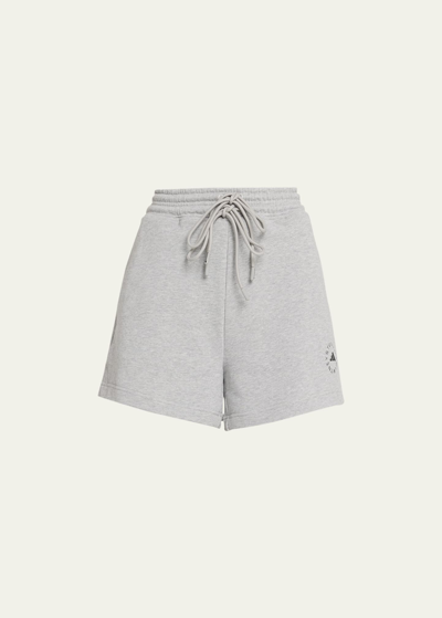 Adidas By Stella Mccartney Drawstring Organic Cotton Shorts In Medium Grey Heather