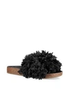Ugg Joni Flat Sheepskin Slide Sandal In Black