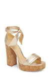 Alexandre Birman Celine Ankle Tie Platform Sandal In Gold