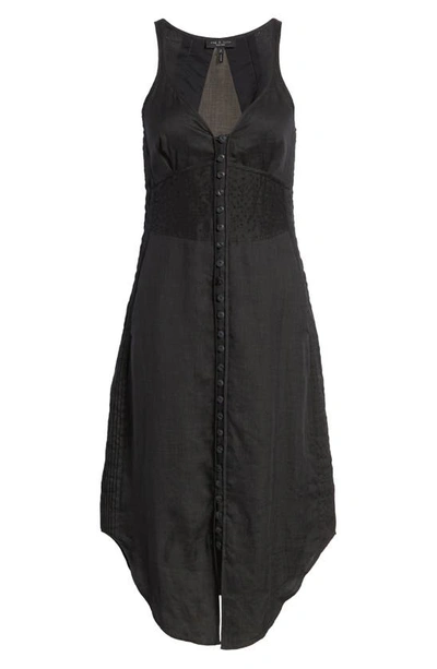 Rag & Bone Criseli Broderie Anglaise-paneled Ramie Dress In Black