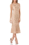 Js Collections Soutache Mesh Dress In Gold