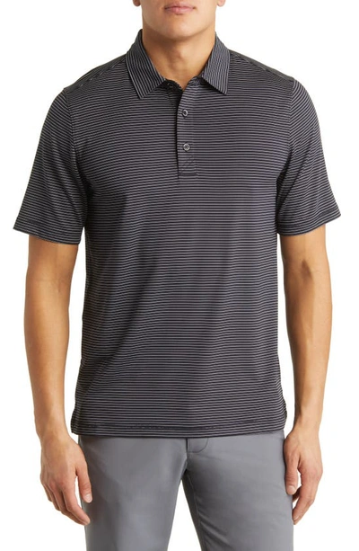 Cutter & Buck Forge Drytec Pencil Stripe Performance Polo In Black
