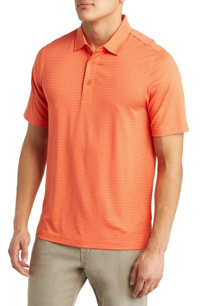 Cutter & Buck Forge Drytec Pencil Stripe Performance Polo In College Orange
