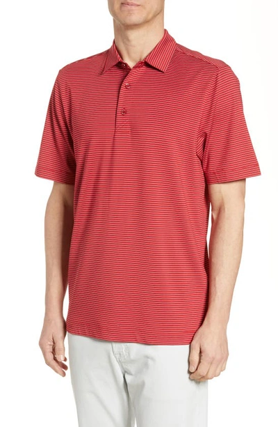 Cutter & Buck Forge Drytec Pencil Stripe Performance Polo In Cardinal Red