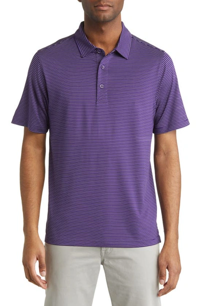 Cutter & Buck Forge Drytec Pencil Stripe Performance Polo In College Purple