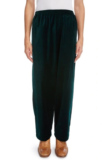 Acne Studios Velvet Straight Leg Pants In Dark Green | ModeSens
