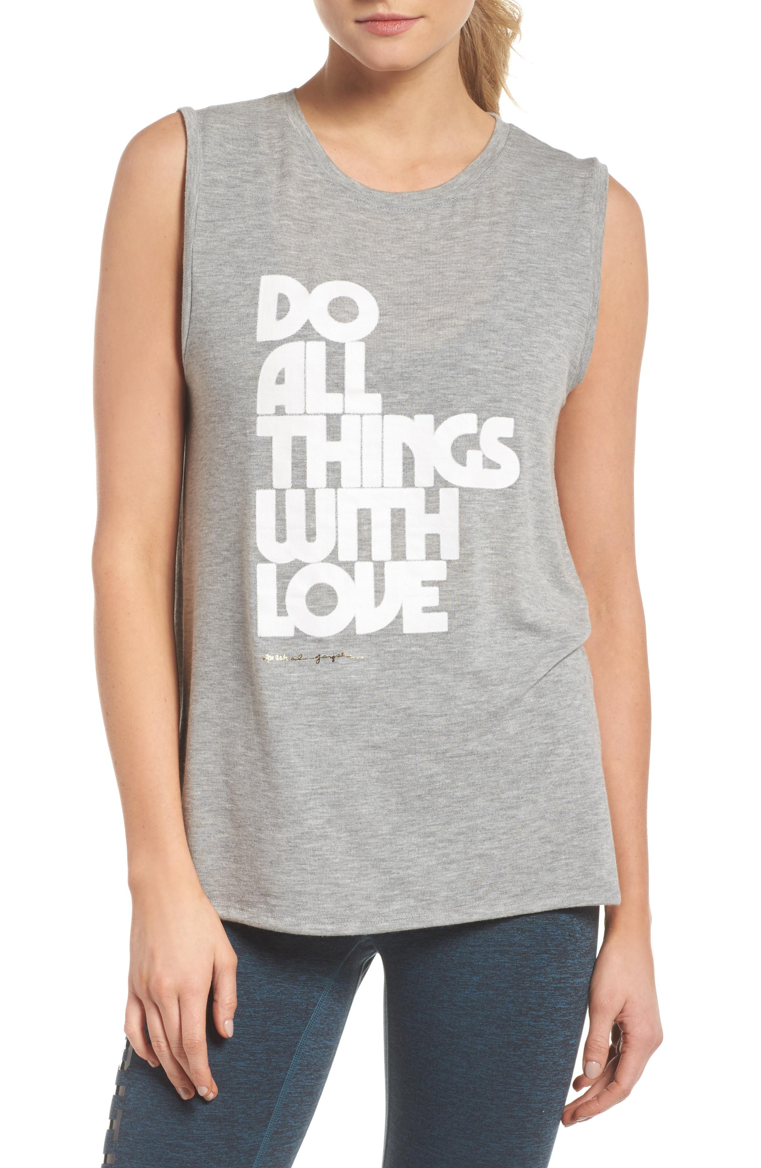 Spiritual Gangster Do All With Love Tank In Htr Grey | ModeSens