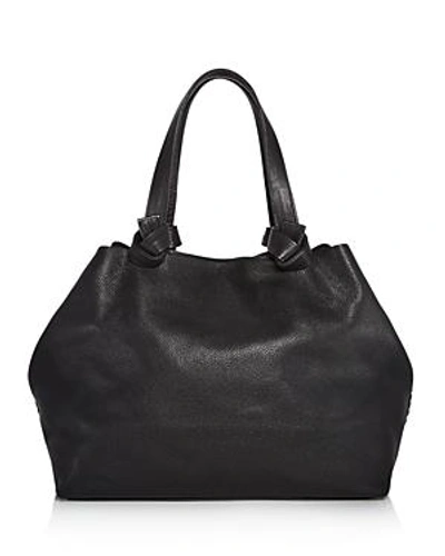 Callista Iconic Knotted Leather Tote In Onyx Noir Black/gumnetal