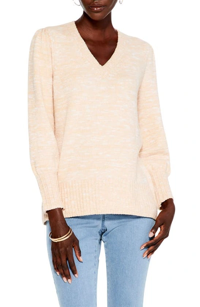 Nic + Zoe Evening Chill Blouson-sleeve Sweater In Beige