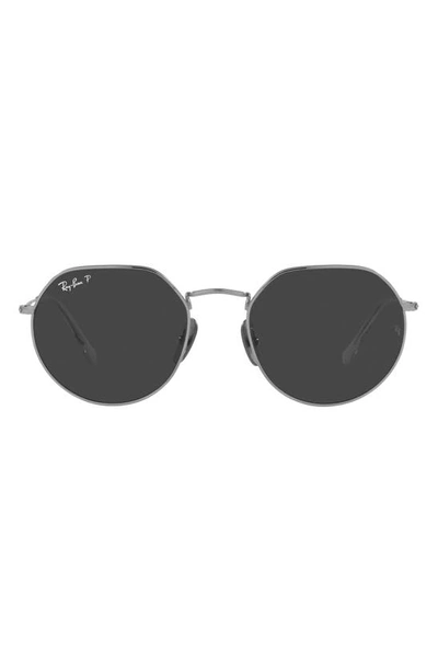 Ray Ban 51mm Polarized Irregular Sunglasses In Silver