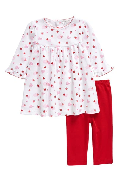 Kissy Kissy Baby Girl's Heart Print Cotton Dress & Leggings Set In Neutral