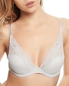 Passionata By Chantelle Brooklyn Plunge Lace T-shirt Bra In Stone Gray