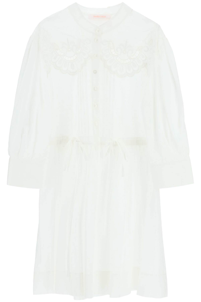 See By Chloé See By Chloe Embroidered Chemisier Dress In White
