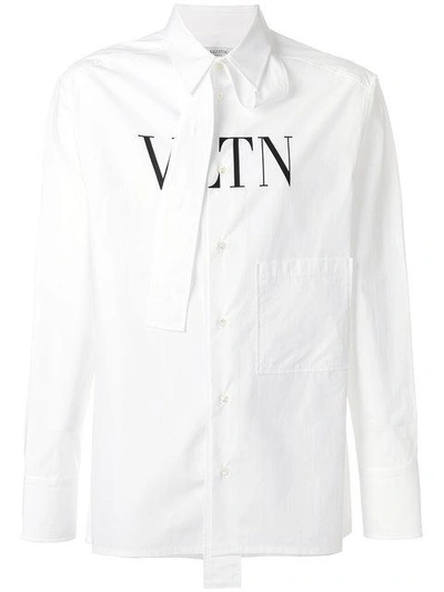 Valentino Vltn Tie-collar Shirt In White