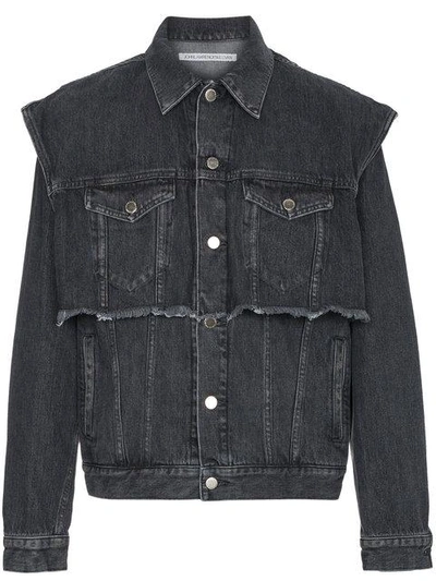 Johnlawrencesullivan John Lawrence Sullivan Black Distressed Denim Jacket