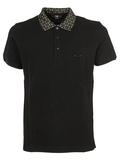 Fendi Printed Collar Polo-shirt In Black