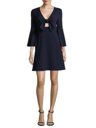 Abs By Allen Schwartz Tie-front Bell-sleeve Dress In Navy