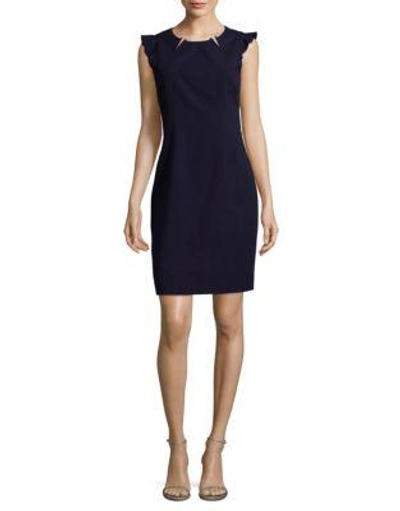 T Tahari Chassity Faux Pearl Ruffle Sleeve Dress In Nocolor