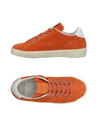 Leather Crown Sneakers In Orange