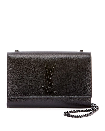 Saint Laurent Kate Small Grain De Poudre Chain Shoulder Bag, Black Hardware