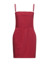 Merci .., Woman Mini Dress Brick Red Size 10 Cotton, Elastane