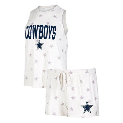 Concepts Sport Women's  Cream Dallas Cowboys Agenda Tank Top And Shorts Set