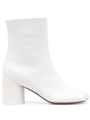 Mm6 Maison Margiela Tabi Leather Ankle Boots In White