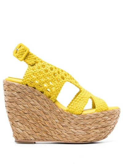 Paloma Barceló 120mm Leather Platform Sandals In Yellow