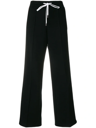 Miu Miu Logo Stripe Cropped Track Pants In Black