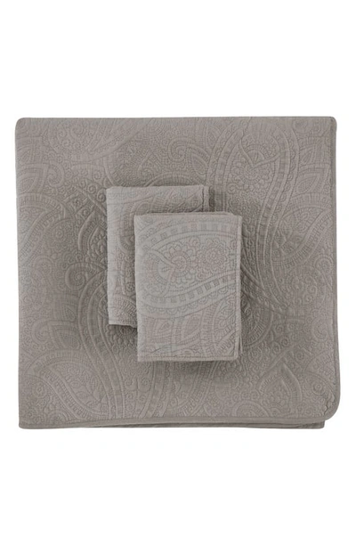 Melange Home Pretty Paisley Embroidered 2-piece Quilt Set In Grey