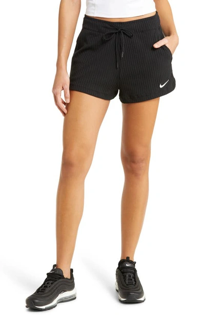 Nike Women's  Sportswear High-waisted Ribbed Jersey Shorts In Black
