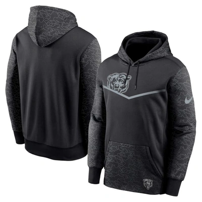 Nike Men's  Therma Rflctv Logo (nfl Chicago Bears) Pullover Hoodie In Black