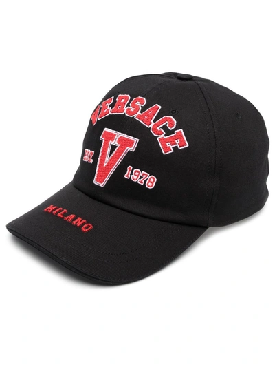 Versace Baseball Cap In Black