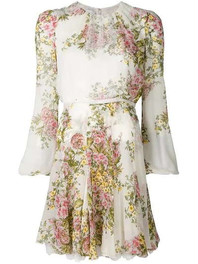 Giambattista Valli Chiffon Floral Dress In White
