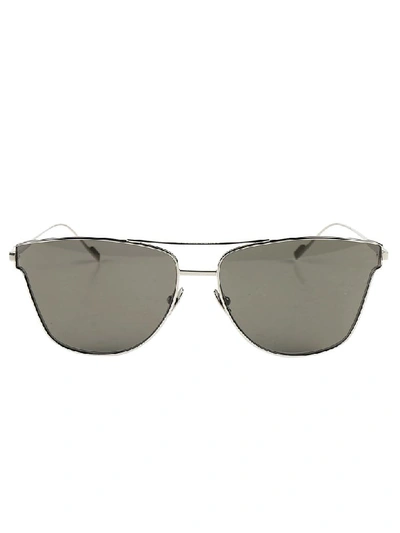 Saint Laurent Silver Titanium Sun Glasses Classic 51t In Silver Grey