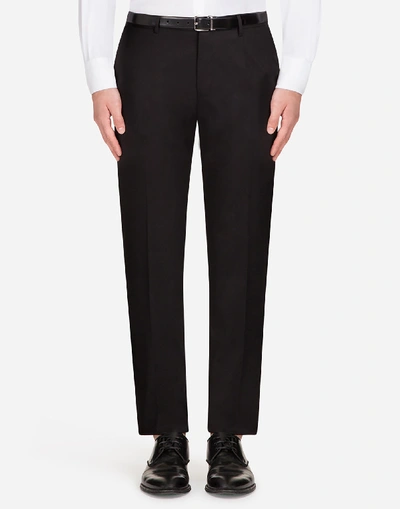 Dolce & Gabbana Printed Stretch Cotton Pants In Black