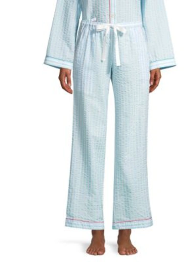 Morgan Lane Chantal Striped Seersucker Pajama Pants In Powder
