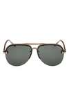 Tom Ford Terry 62mm Oversize Aviator Sunglasses In Champagne / Green