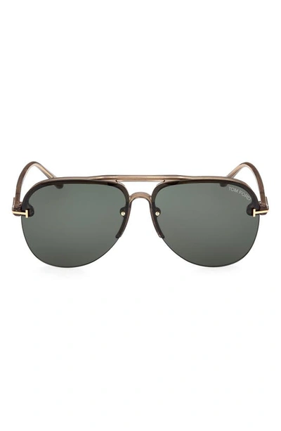 Tom Ford Terry 62mm Oversize Aviator Sunglasses In Champagne / Green