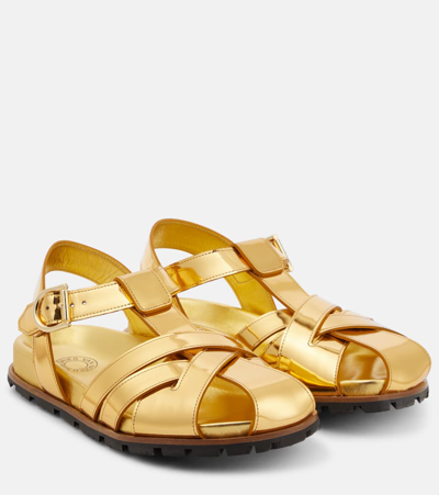 Dries Van Noten Women's Metallic Leather Ankle-strap Sandals In Gold