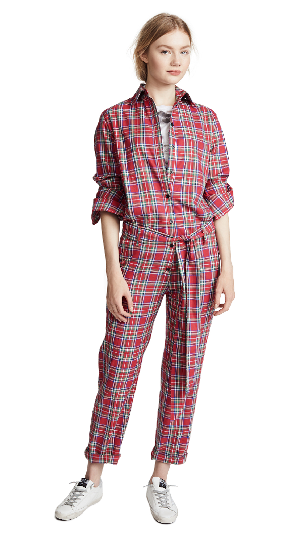 red check jumpsuit