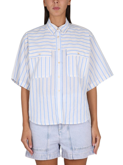Isabel Marant Étoile Nulenci Striped Cotton Shirt In Azure