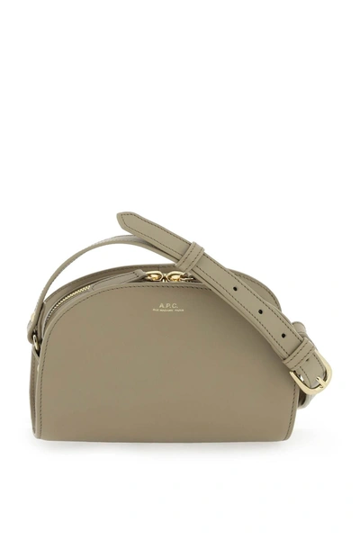 A.p.c. Demi-lune Mini Leather Crossbody Bag In Grey