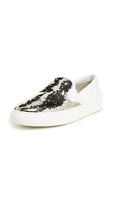 Tory Burch Carter Slip On Sneakers In Spark Gold/white